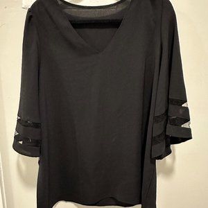 Black 3 Quarter Sleeve‎ Blouse, Wide Wrist Sleeve, size XL